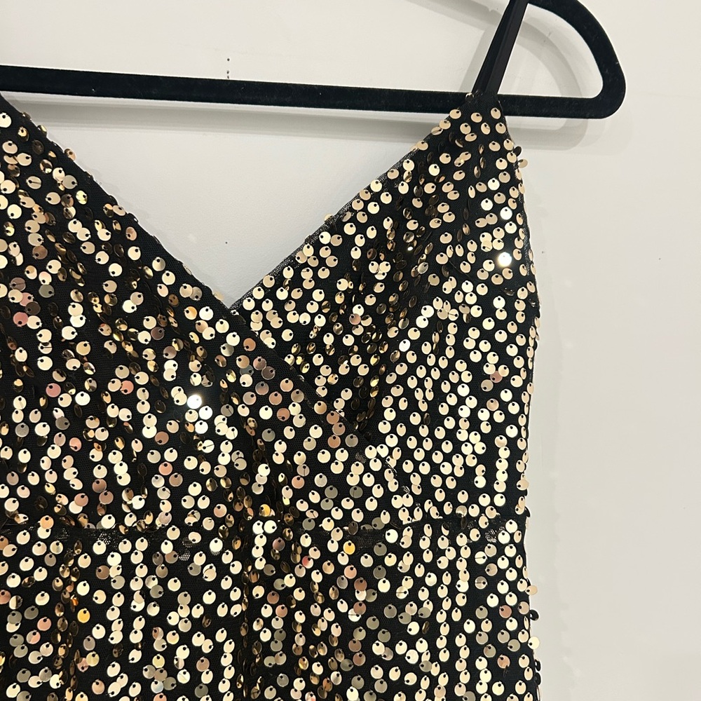 Showpo Black and Gold Sequin Mini Dress - Picture 2 of 5